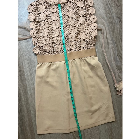 Camel Floral Sheer Crochet Lace Dresses for Women Size Large - Picture 12 of 13